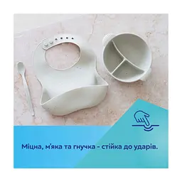 Тарілка дитяча Canpol babies Dots силіконова на присосці з секціями сіра (51/403_grey) - мініатюра 2