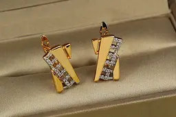 Сережки Xuping Jewelry парадигма з родієм 1,6 см золотисті - мініатюра 2