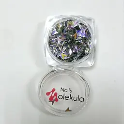 Декор для дизайну нігтів Nails Molekula 1,5 г No 06 Срібний голографик куточок