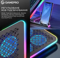 Охолоджувальна підставка для ноутбука до 15,6 дюйма GamePro GPCP-590 RGB 2xUSB 6xfans - мініатюра 10