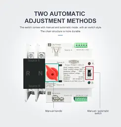 Автоматичне введення резерву АВР TOMZN TOQ5 2P 230V 100A перемикач однофазний 2х полюсний (19631) - мініатюра 10