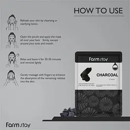 Маска для обличчя FarmStay Visible Difference Mask Sheet Charcoal з деревним вугіллям 23 мл - мініатюра 5