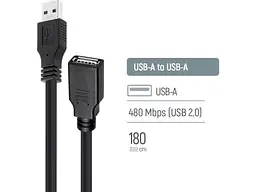 Кабель ColorWay USB2.0 AM/AF 1.8м Black (CW-CBUF076-BK) - мініатюра 4
