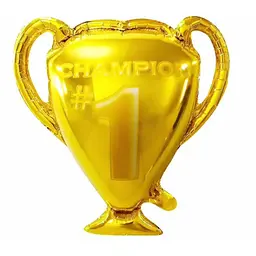 Фольгована кулька JS Balloon фігура Кубок чемпіона 63*60 см наповнення повітрям або гелієм для тематичних вечірок Золотистий