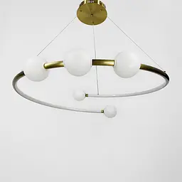 Дизайнерська латунна LED люстра з акриловими кульками Ø 80 см Line.F MJ 76-800 AB - мініатюра 7