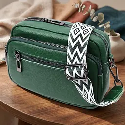 Яскрава жіноча сумка з накладною кишенею з натуральної шкіри Vintage 22639 зелена - мініатюра 11