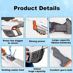 Водный акумуляторний автомат Water Gun 2307 (650ml) with lithium battery White - мініатюра 4