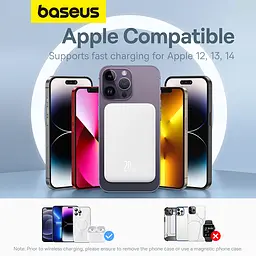 Зовнішній акумулятор Baseus Magnetic Mini Wireless Fast Charge Power Bank 5000mAh 20W Stellar White（With Simple Series Charging Cable Type-C to Typ (P10022107223-00) - мініатюра 9