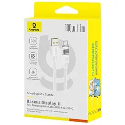 Дата кабель Baseus Display 2 USB to Type-C 100W (1m) (P10382701) Moon White - мініатюра 2