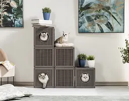 Будиночок для тварин пластиковий Qublo 35x35x35h сіро-бежевий - мініатюра 4