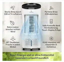 Мобільний кондиціонер, охолоджувач повітря Klarstein IceWind Plus Smart 4-в-1 без пульта - мініатюра 6