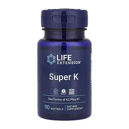 Комплекс вітамінів K1 та K2 для судин і кісток Life Extension Супер К (Super K) - 90 м'яких гелевих капсул