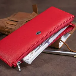 Горизонтальний тонкий гаманець зі шкіри ST Leather 19330 червоний - мініатюра 10