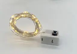 Світлодіодна гірлянда на срібному дроті 2M 20 LED тепле світло, три режими, набір 10шт, батарейки в - мініатюра 5
