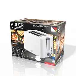 Тостер Adler AD 3216, 2 скибочки, 750 Вт, 7 режимів, підігрів, розморожування, піддон для крихт, білий - мініатюра 6