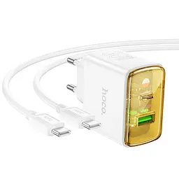 Зарядний пристрій Hoco CS42A USB/ Type-C PD 30W QC білий + кабель Type-C to Type-C - мініатюра 4