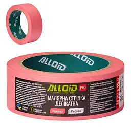 Alloid Pro. Стрічка малярська делікатна, рисова, рожева 38мм х 40м, 100мкм