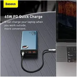Зовнішній акумулятор Baseus Adaman Metal Digital Display Quick Charge 20000mAh 6A, 65W PPIMDA-D01 чорний PPIMDA-D01 - мініатюра 2