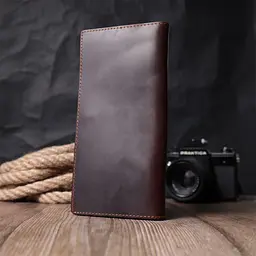 Вертикальний гаманець унісекс із натуральної шкіри Vintage s_15083 коричневий - мініатюра 9