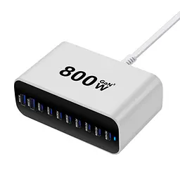 Мережевий зарядний пристрій No Brand GAN3 Pro YMS-615-800W 8Type-C 140-65W+2USBQC3.0-30W Білий (2911820485) - мініатюра 5