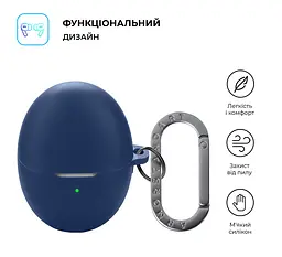 Силіконовий чохол для навушників HUAWEI FreeBuds 6, Hang Case, синій, ультратонкий захисний кейс товщиною 2 мм, захист від подряпин, пилу та ударів, компактний, з карабіном для кріплення, ArmorStandart (ARM86143) - мініатюра 2