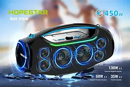 Колонка Bluetooth Hopestar A60 Ultra 450 Вт із мікрофоном RGB, IPX6, 30000 mAh - мініатюра 6