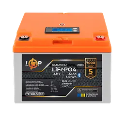 Акумулятор LP LiFePO4 12,8V - 32 Ah (410Wh) (BMS 40А/32A) пластик LCD Smart BT