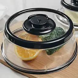 Вакуумна багаторазова кришка для продуктів Vacuum Food Sealer 19 см, Kitchen Master Чорний 85744 - мініатюра 2