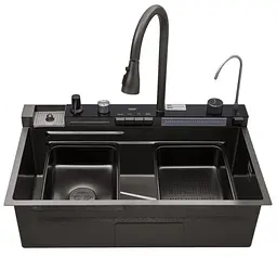 Кухонна мийка Kroner KRP Schwarze - SET7546ARTHM PVD (3.0/0.8 мм) (CV033375) - мініатюра 4