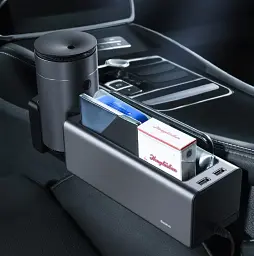 Автомобільний органайзер Baseus Deluxe Metal Armrest Console Organized CRCWH-A01 2 USB 5V/2A Чорний - мініатюра 5
