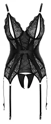 Корсет Cottelli Collection Lingerie Crotchless Basque M чорний - мініатюра 4