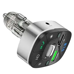 Адаптер автомобільний HOCO Crystal transparent car BT FM transmitter E71 сіро прозорий - мініатюра 9