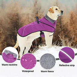 Водонепроникне зимове пальто для собак Wan Talk Purple Dog Coat, M - мініатюра 2