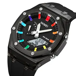 Наручний годинник чоловічий Skmei 2100 Black White, 2100BKWT (18436) - мініатюра 2