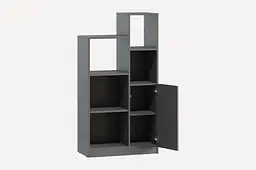 Стелаж Moreli Paul FPA-0001 з відкритою полицею та дверцятами 680х1300х370 мм Антрацит