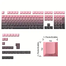 Набір кейкапів PBT Black-Pink Gradient (130+),OEM-профіль, Рожевий