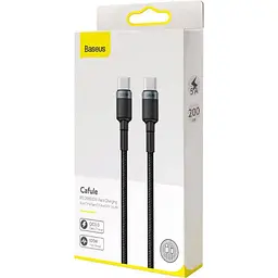 Кабель Baseus Cafule Metal USB-C to USB-C 100W 2m Gray/Black (CATKLF-ALG1) [75256] - мініатюра 6
