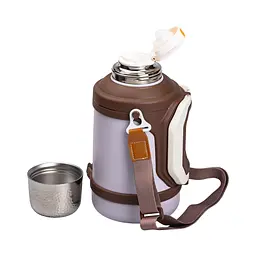 Термос для туризму Vacuum Cup 1,5 л з фліп кришкою та складаними ручками, коричневий Yiwu HP-14-21V - мініатюра 16