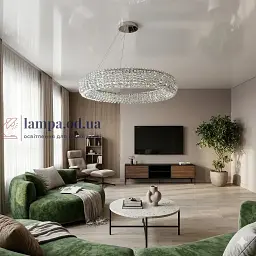 Підвісна кришталева LED люстра для вітальні Diasha 505-800CH хром 80 см 48W 3 режими світла