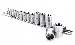 Набір головок TORX на планці TOPTUL 1/4"-1/2" E4-E24 14ед. GAAR1402