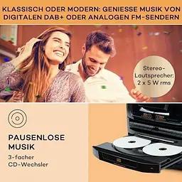 Стереосистема програвач вінілу Auna Franklin 388 DAB+ (10040360) - мініатюра 3