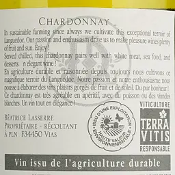 Вино Domaine Lasserre Chardonnay Coteaux De Beziers IGP, біле, сухе, 0,75 л - мініатюра 6