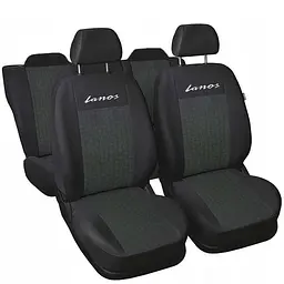Чохли для сидінь модельні Daewoo Lanos Sens підголовники горби комплект Чорно-Чорні