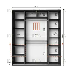 Шафа-купе Idea серія 3 210 x 60 x 240 см Антрацит - мініатюра 2