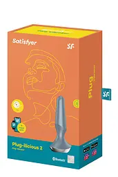 Анальна смарт-пробка Satisfyer Plug-ilicious 2, 14х3 см, сіра - мініатюра 2
