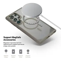 Чехол Samsung Galaxy S24 Ultra 5G (SM-S928), Unit MagSafe, серый, прозрачный, магсейф, противоударный, магнитный, панель-накладка с поддержкой MagSafe, с поддержкой беспроводной зарядки, TPU+PC, защита всего корпуса, ударопрочный - мініатюра 4