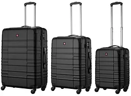 Набір валіз Amplar 3 в 1 (S,M,L) пластик 4 колеса чорний Wenger sum0027712