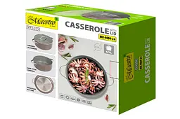 Каструля зі скляною антипригарною кришкою Maestro MR-4009-24 діаметр 24 см на 4.1л Ceramic алюміній - мініатюра 6