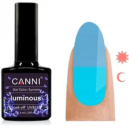 Гель-лак Canni Luminous №804, 7.3 мл небесний блакитний/яскравий блакитний - мініатюра 2