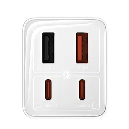 Мережевий зарядний пристрій Baseus GaN6 Pro Fast 2C+2U 65W Cable Type-C to Type-C 1m білий P10162701213-00 - мініатюра 3